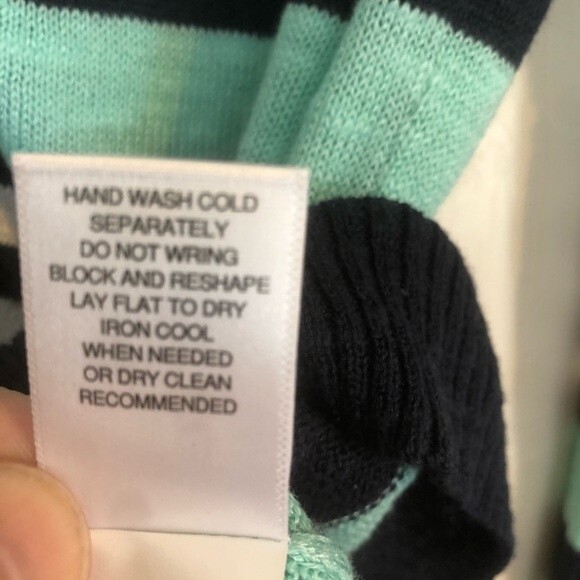 M by MICHAEL STARS Size 1 XS Blue White Mint Green Striped Cardigan Cotton Soy - Picture 6 of 9